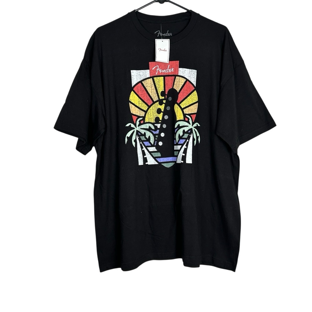 Fender Black Tee with Palm Tree Guitar Graphic Size XXL NWT